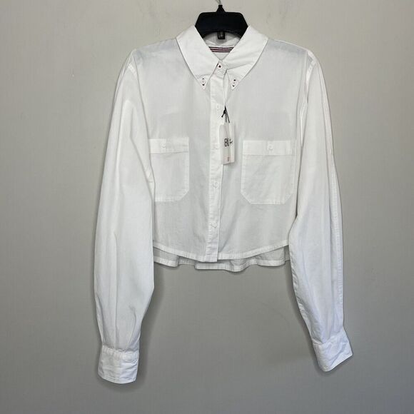 URBAN OUTFITTERS BDG Top Womens Medium White Button Down Crop NEW Blouse - Picture 1 of 13